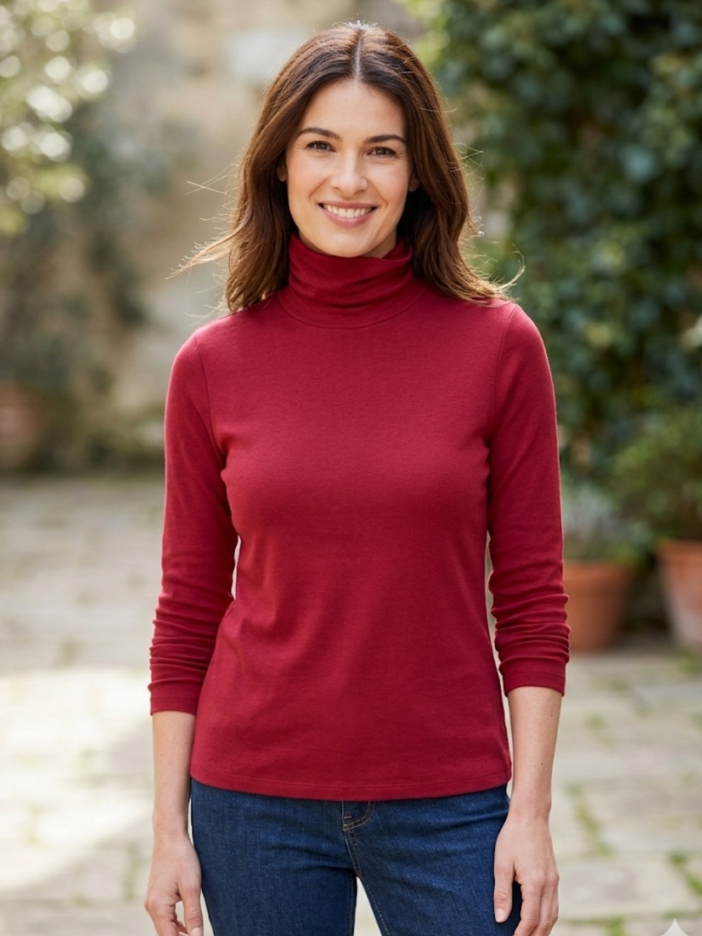 01 L.L.Bean Red Turtleneck Top Size Small | Layering Essential | Classic Cotton